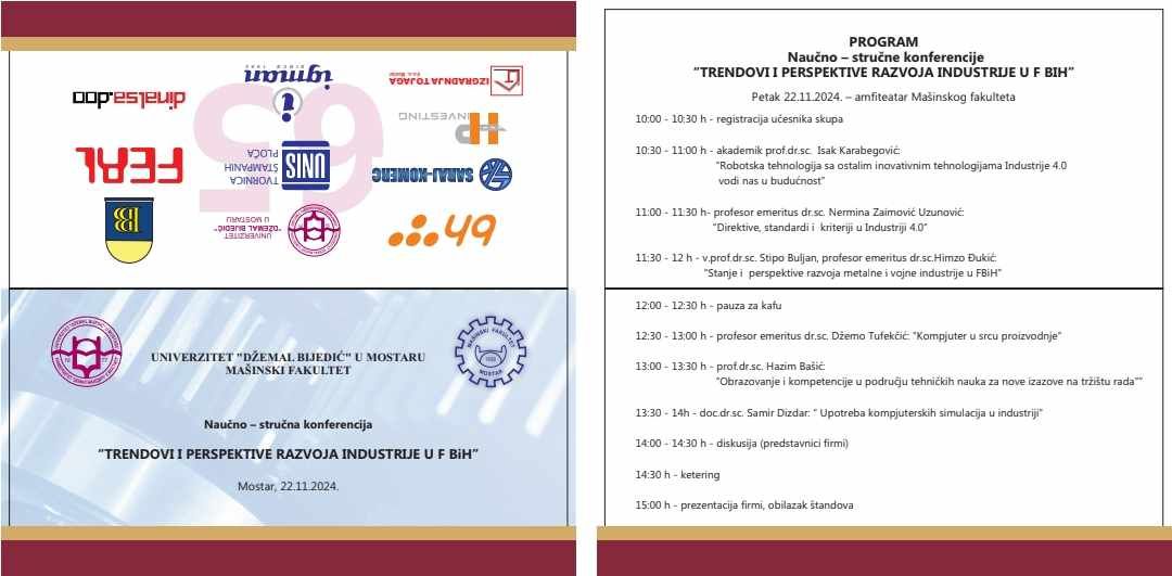 Svečana sjednica Naučno-nastavnog vijeća Mašinskog fakulteta održat će se u četvrtak 21. novembra 2024. godine, u 11 sati, u amfiteatru Mašinskog fakulteta