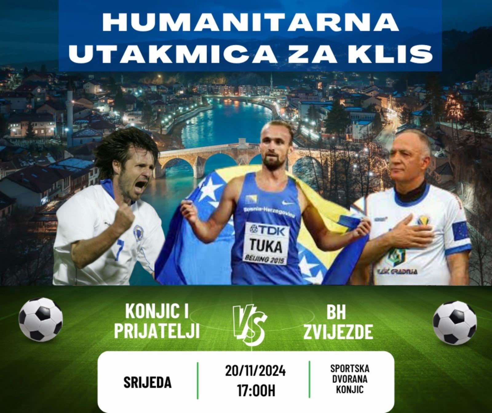 Utakmicu  će igrati Konjičani i prijatelji protiv zvijezda bh. nogometa.