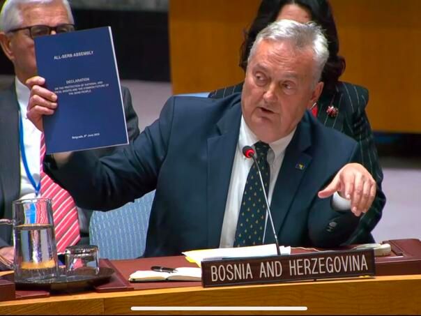 Državna imovina je bila i dijelom govora predsjedavajućeg predsjedništva BiH Denisa Bećirovića na sjednici Vijeća sigiurnosti UN-a