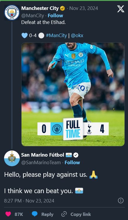 Fudbalski svijet se naslađuje Manchester Cityju: Hit reakcije Crvene zvezde i San Marina