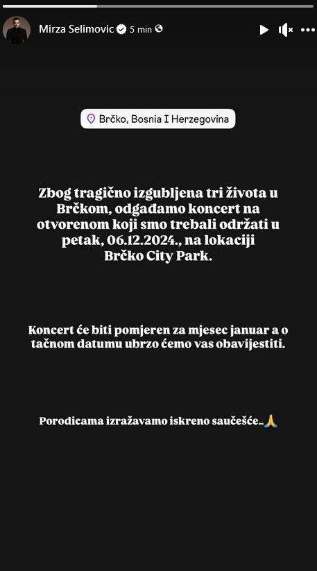 Nakon pogibije sestre i dva brata: Mirza Selimović otkazao koncert u Brčkom