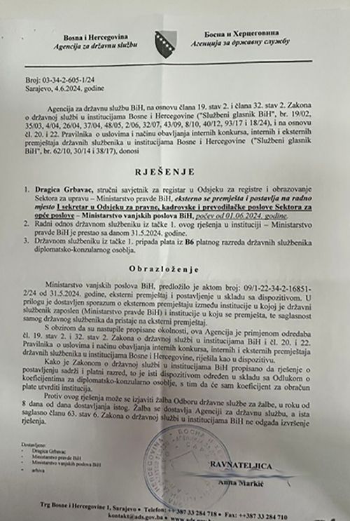 Konaković bez konkursa uhljebljuje 'eksperte' iz drugih institucija: Posljednjeg preuzeo iz Vlade RS