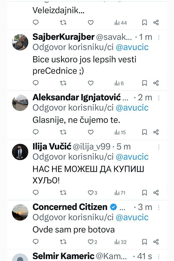 Oštre poruke građana Vučiću: Niko ti više ne vjeruje ni jednu jedinu riječ! Veleizdajnik!