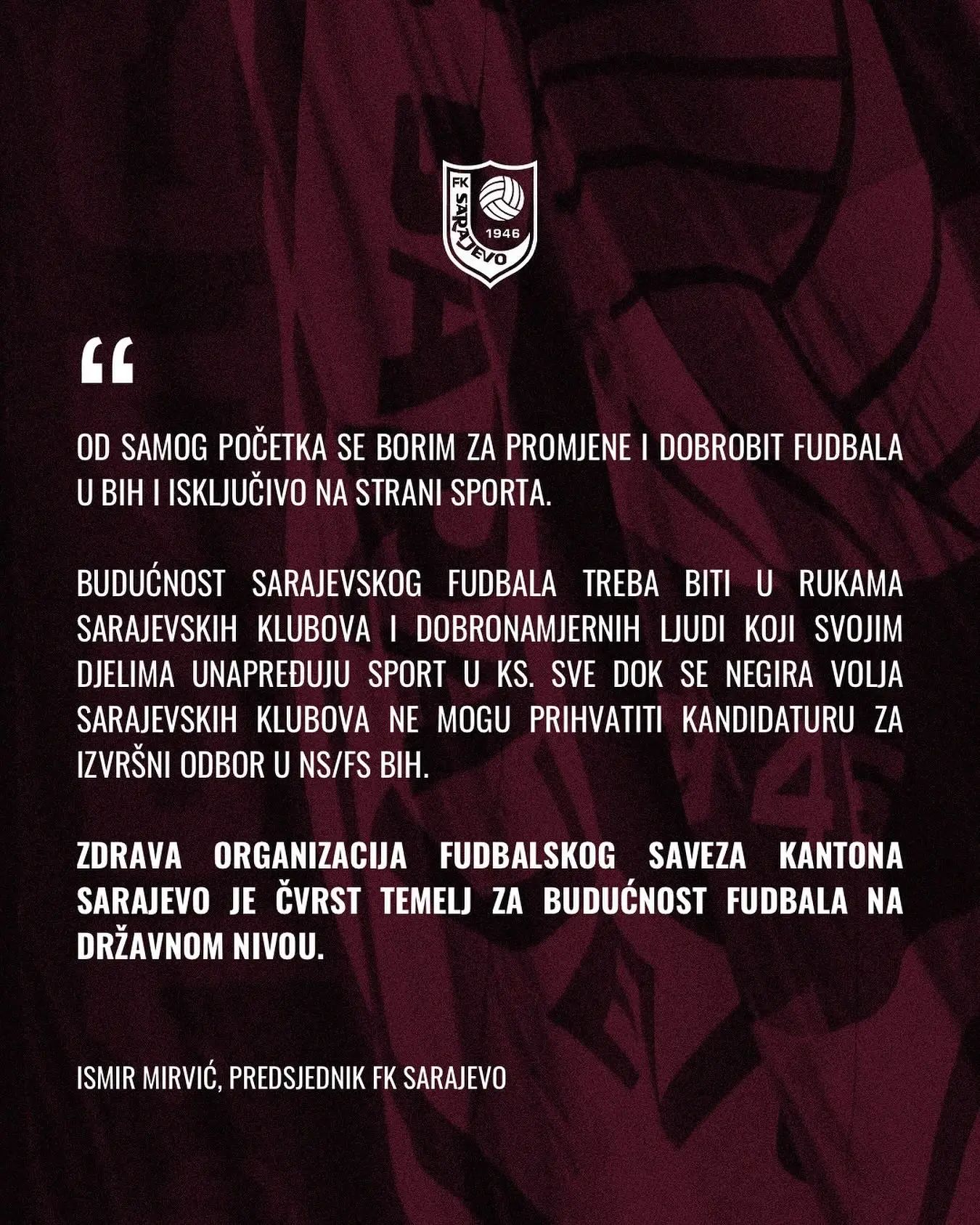 Ismir Mirvić odbio kandidaturu za Izvršni odbor FSBiH