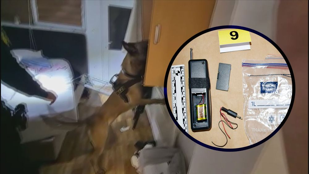 Prilikom pretresa, pronađen je eksploziv, uređaj za daljinsko aktiviranje eksplozivne naprave, zaštitni prsluk, cijev pištolja i drugi predmeti.