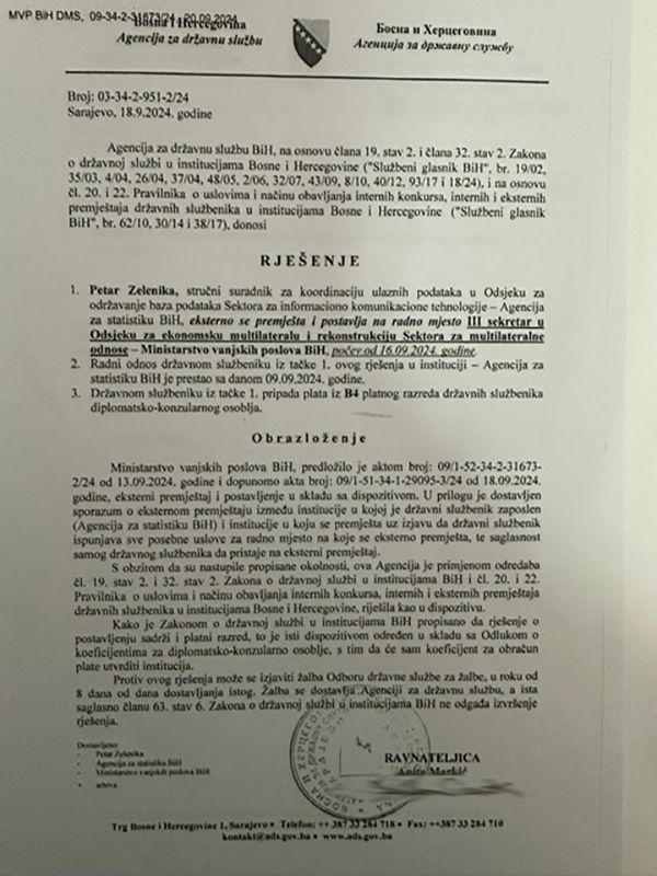 Konaković bez konkursa uhljebljuje 'eksperte' iz drugih institucija: Posljednjeg preuzeo iz Vlade RS
