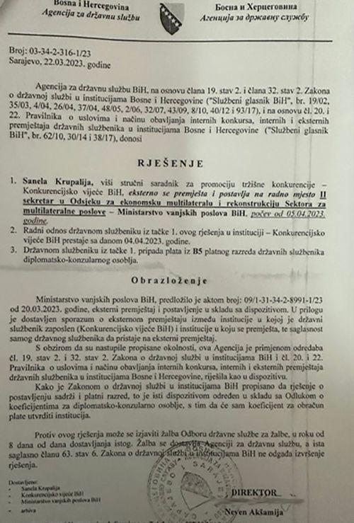 Konaković bez konkursa uhljebljuje 'eksperte' iz drugih institucija: Posljednjeg preuzeo iz Vlade RS