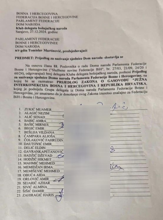 Predsjedavajući Doma naroda Tomislav Martinović dužan je prema Poslovniku, sazvati sjednicu u roku od 14 dana od prijema ovog zahtjeva