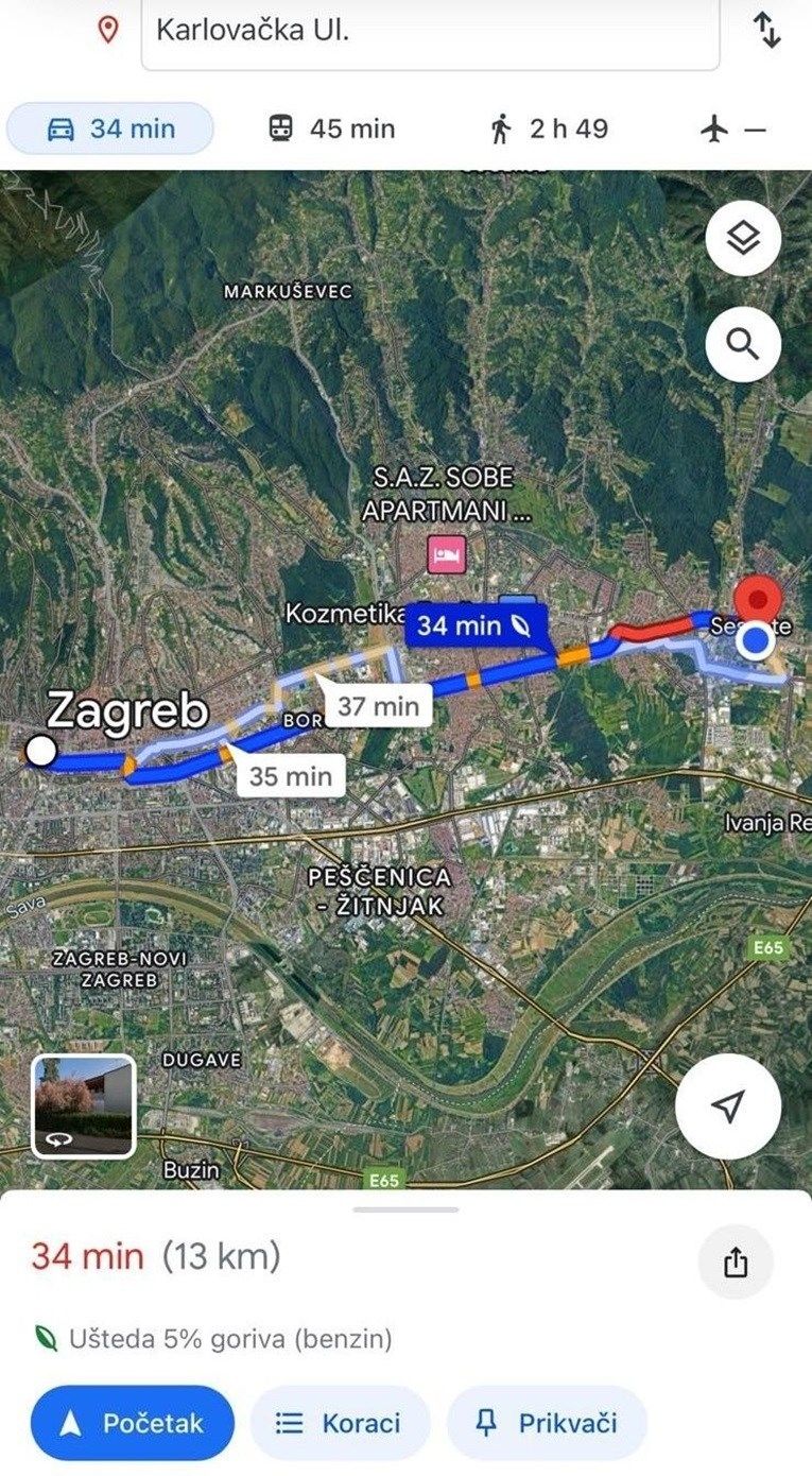 Jučer je naručio dva taksija za sedam članova svoje porodice pa je od Kačićeve ulice u Zagrebu do Karlovačke ulice u Sesvetama, dakle za udaljenost od 13 kilometara, platio 127 E