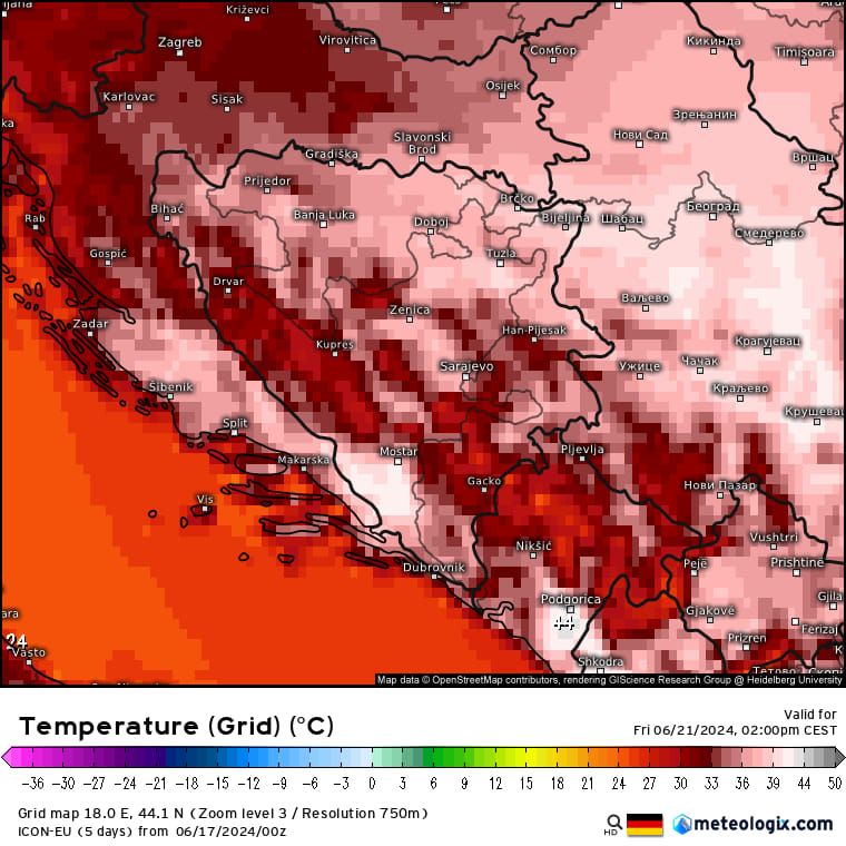 Na određenim područjima lokalno se može očekivati i do 41 stepen                 
