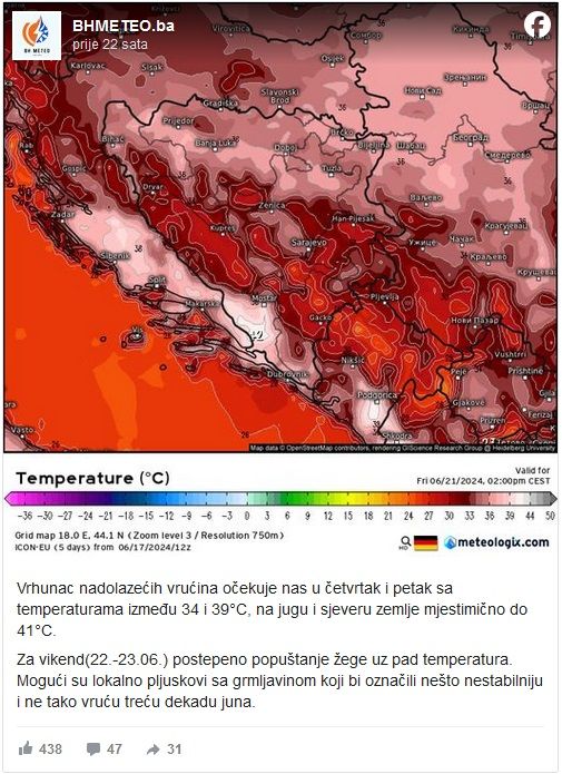 Stižu nam paklene vrućine: Temperature će iznositi preko 40 stepeni