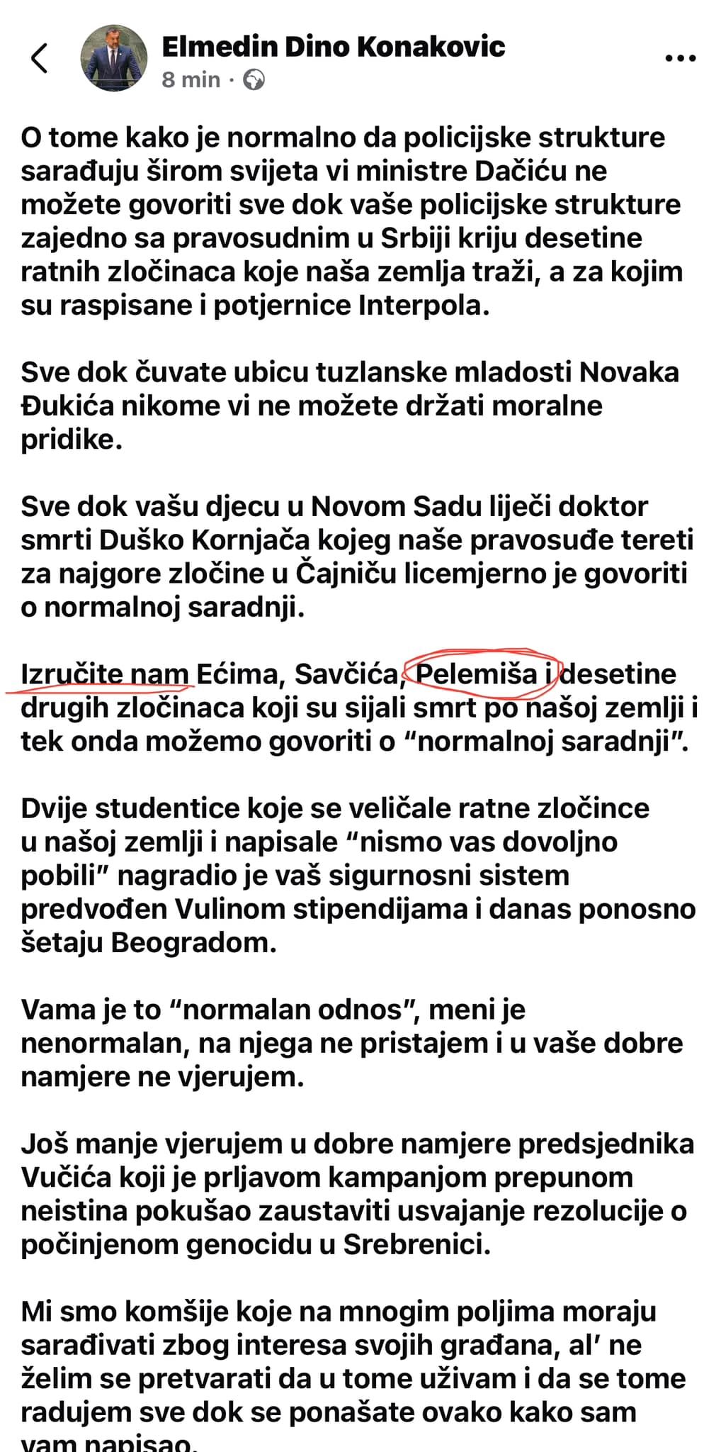 Novi gaf ministra vanjskih poslova: Zatražio od Srbije da BiH izruči Pelemiša