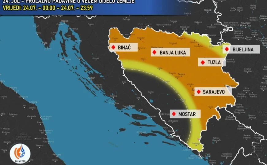 Doći će i do blažeg pada dnevnih temperatura te jačanja sjeverca i bure
