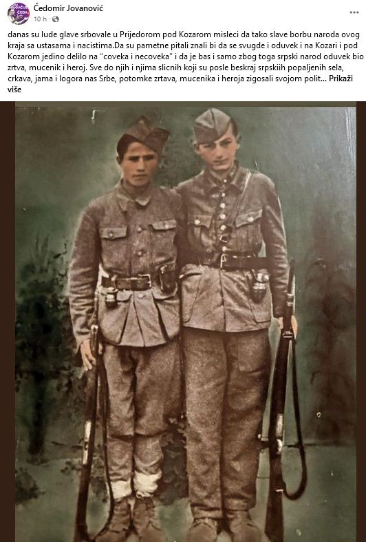 Jovanović objavio staru fotografiju i poručio:Bruke ljudske, niste vi Srbi dostojni Kozare