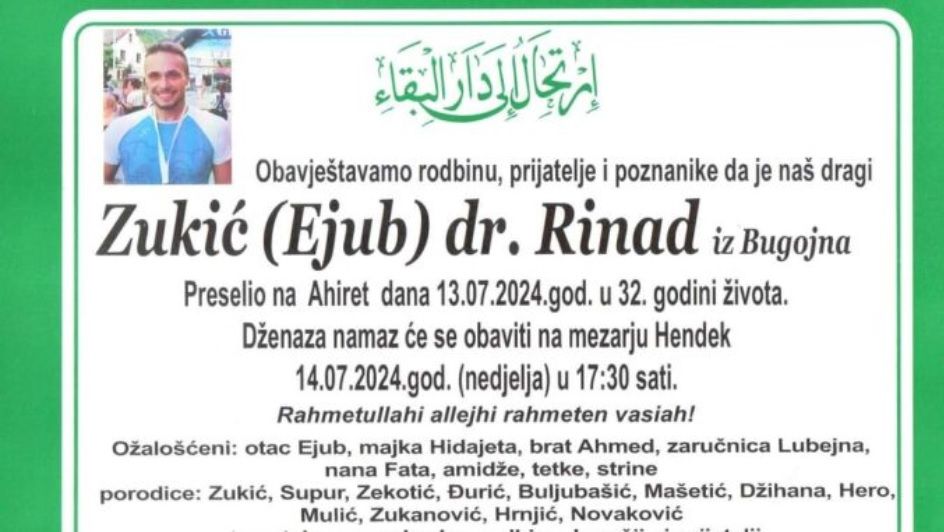 Poznat termin dženaze                                                                                                                            