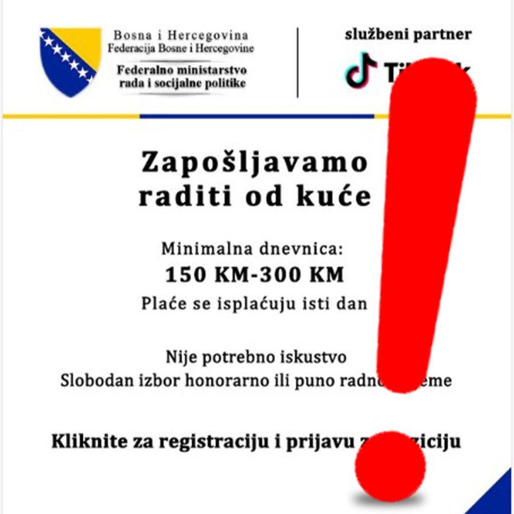Građani se pozivaju da budu oprezni i da ne nasjedaju na ovakve prevare             