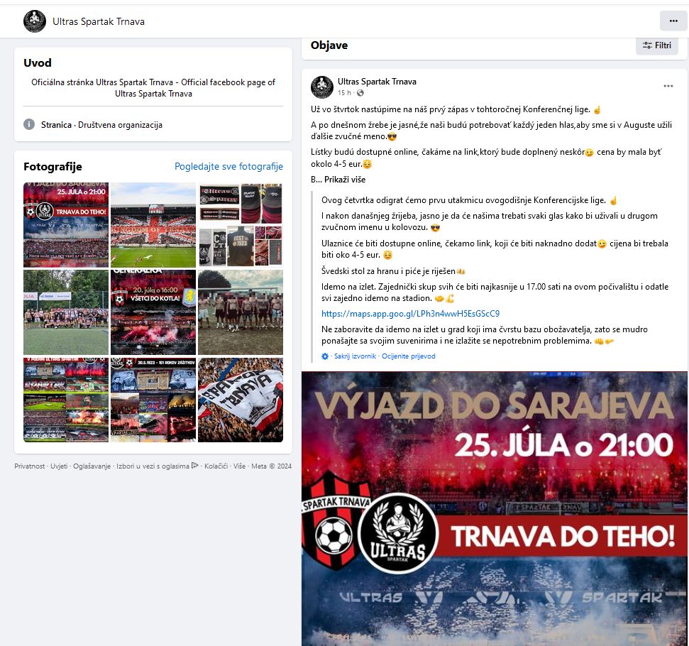 Iz Spartaka apelovali navijačima: Sarajevo ima dobru bazu navijača, ponašajte se oprezno