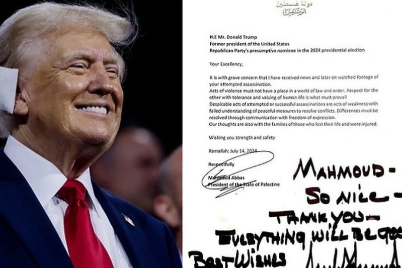 Trump je podijelio i pismo koje je dobio od predsjednika Palestinske samouprave Mahmouda Abbasa u kojem se Abbas osvrnuo na pokušaj ubistva Trumpa          