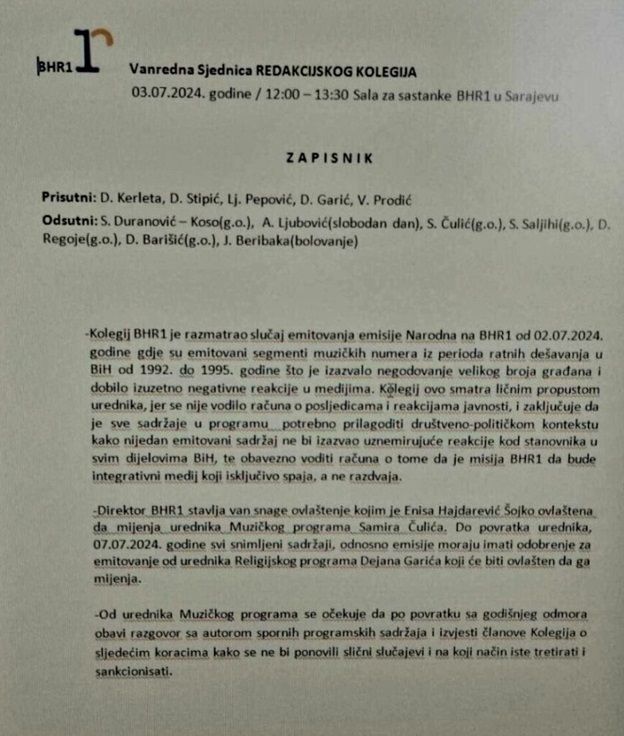 Skandal: Zbog patriotskih pjesama BHR1 smijenio urednicu Hajdarević-Šojko!