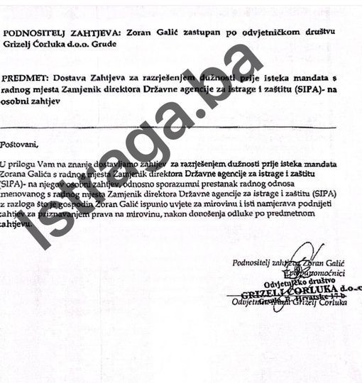Umjesto u pritvor, mogao bi u penziju: Zoran Galić tražio razrješenje sa dužnosti