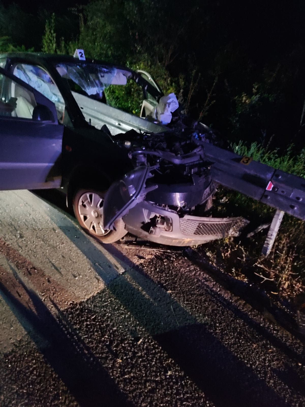 Kako se vidi na fotografijama koje je objavilo Vatrogasno društvo Ribnika na Facebook stranici, do nesreće je došlo kada se automobil zabio u zaštitnu ogradu pored ceste