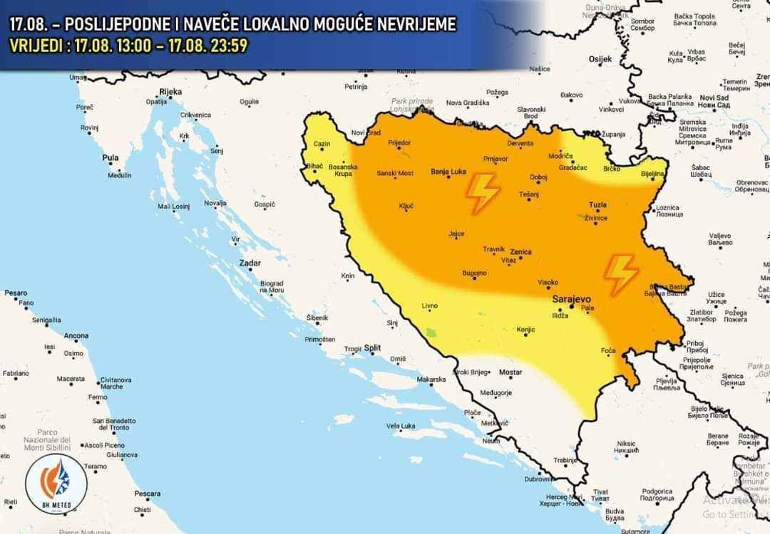 U dijelovima BiH danas se očekuje nevrijeme, evo kada nam stiže pravo osvježenje