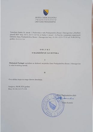 Komšić smijenio savjetnika Fazlagića: Presudila sporna fotografija sa sutkinjom u bjekstvu