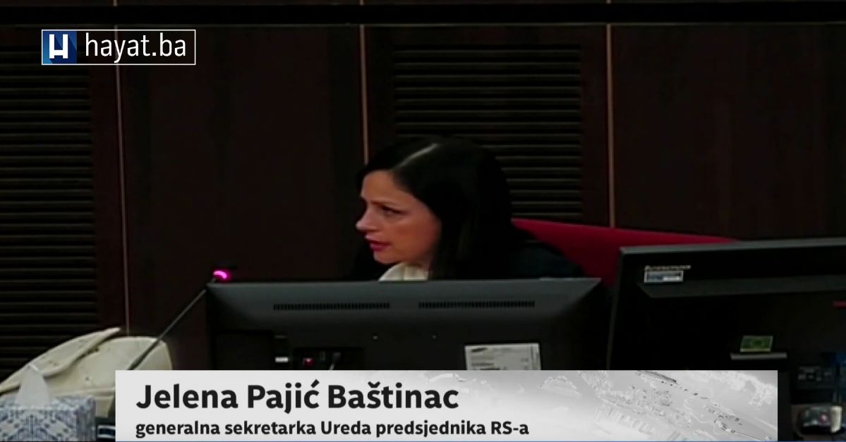 Svjedok odbrane bila je Jelena Pajić Baštinac, sekretarka Ureda predsjednika RS-a