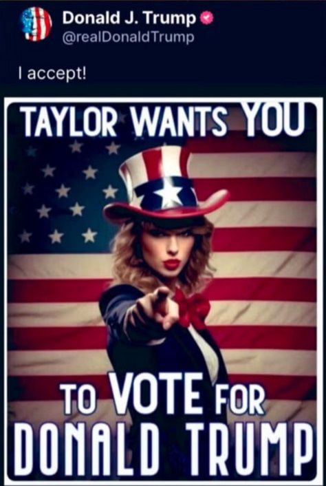 Donald Trump objavio lažnu sliku Taylor Swift kako poziva ljude da glasaju za njega