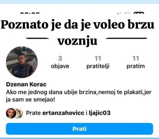 Dženana je policija poznavala po divljačkoj vožnji: 'Sinoć ubio porodicu Ferhatović'