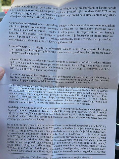 Tužilaštvo BiH: Obustavljena istraga protiv Izetbegovića, Suljagića i Bajrovića