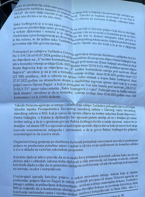 Tužilaštvo BiH: Obustavljena istraga protiv Izetbegovića, Suljagića i Bajrovića