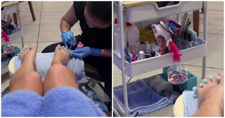 Na stalku pored sebe na mobitelu je ugledala muškarca kako promatra tretman preko FaceTimea.