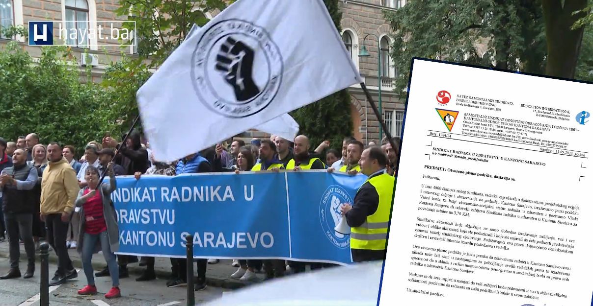 "U ime 4000 članova našeg Sindikata, izražavamo punu podršku Vašoj borbi za bolji ekonomsko-socijalni status radnika u zdravstvu"
