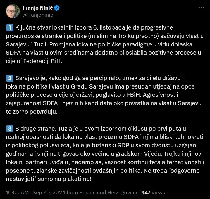 Atmosfera u kojoj su dvostruki aršini novo normalno učinila je da sve ovo prolazi bez reakcija, dok bi slična izjava, naprimjer, muftije tuzlanskog "digla državu na noge"