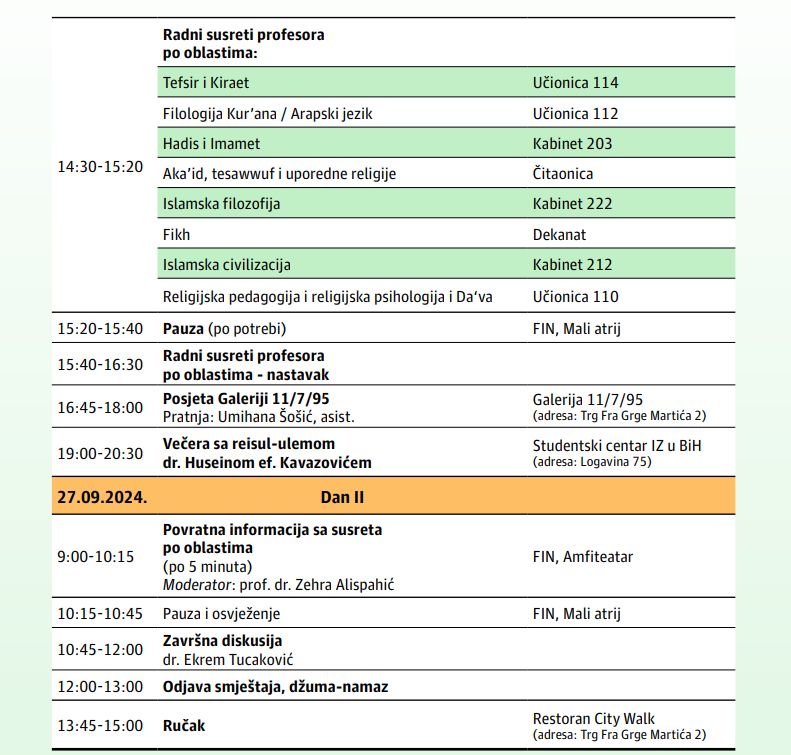 Prvi susreti profesora islamskih fakulteta s područja Balkana 26. i 27. septembra
