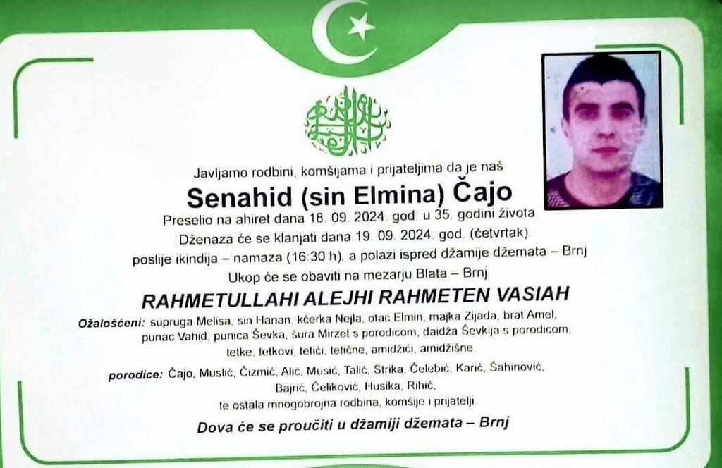 Iza Senahida su ostali supruga i dvoje maloljetne djece, roditelji, brat...