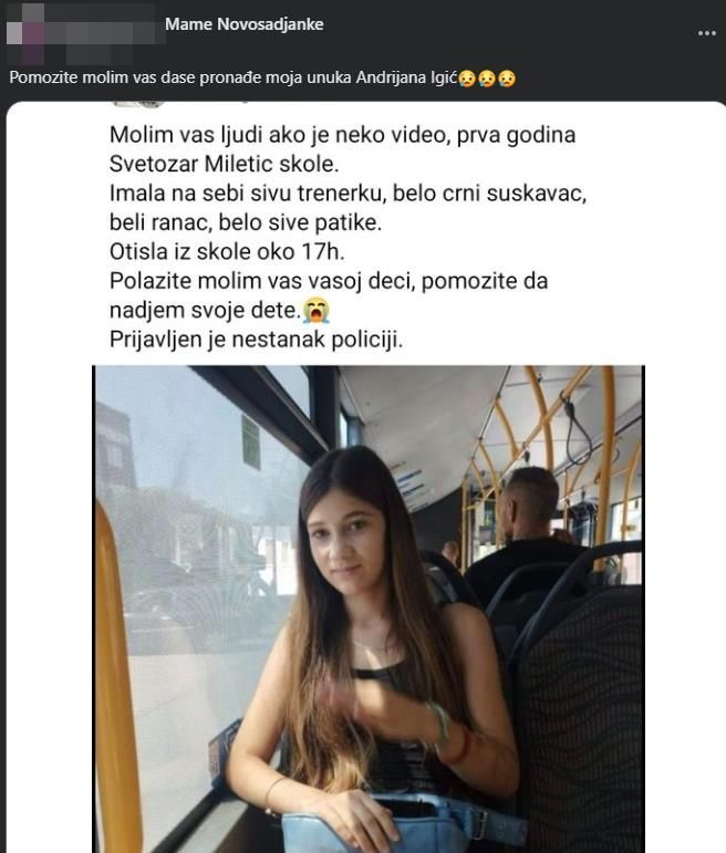 Učenica srednje škole nestala u susjedstvu: Izašla sa posljednjeg časa, gubi se trag