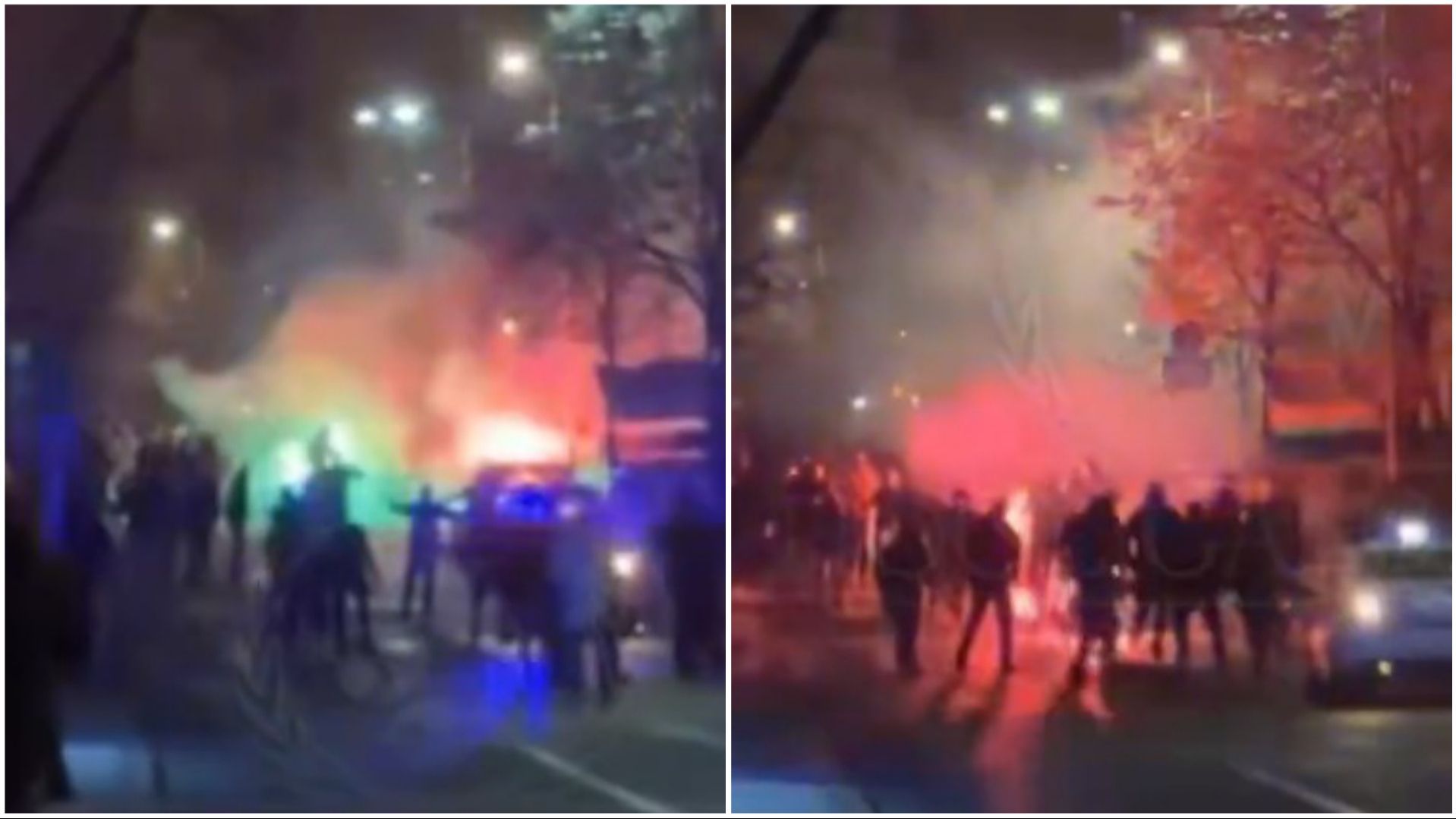 Može se vidjeti da su navijači međusobno koristili u tučnjavi brojne tvrde predmete