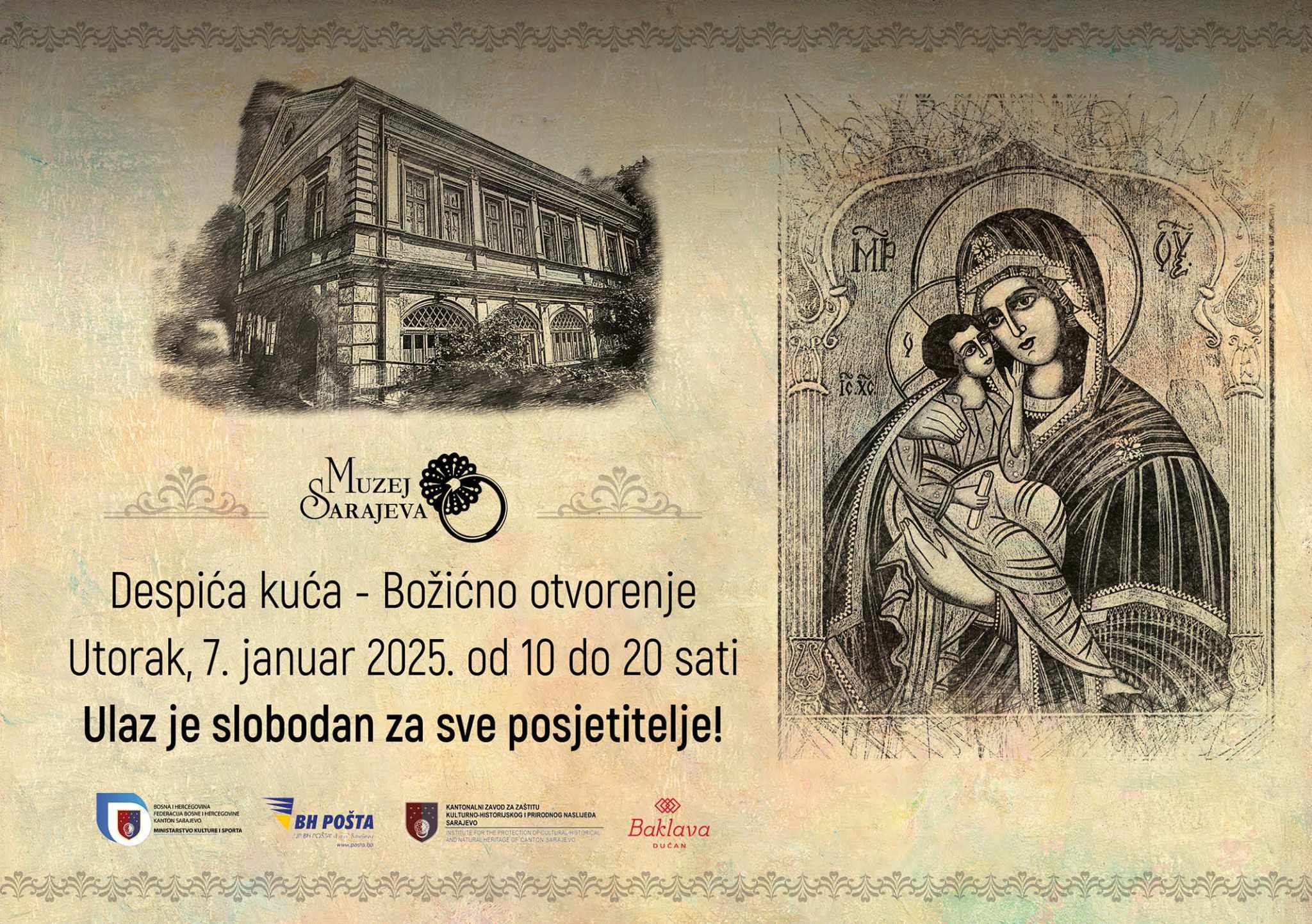 Svečanost otvorenja će biti upriličena u periodu od 10 do 20 sati, a ulaz je slobodan za sve posjetitelje