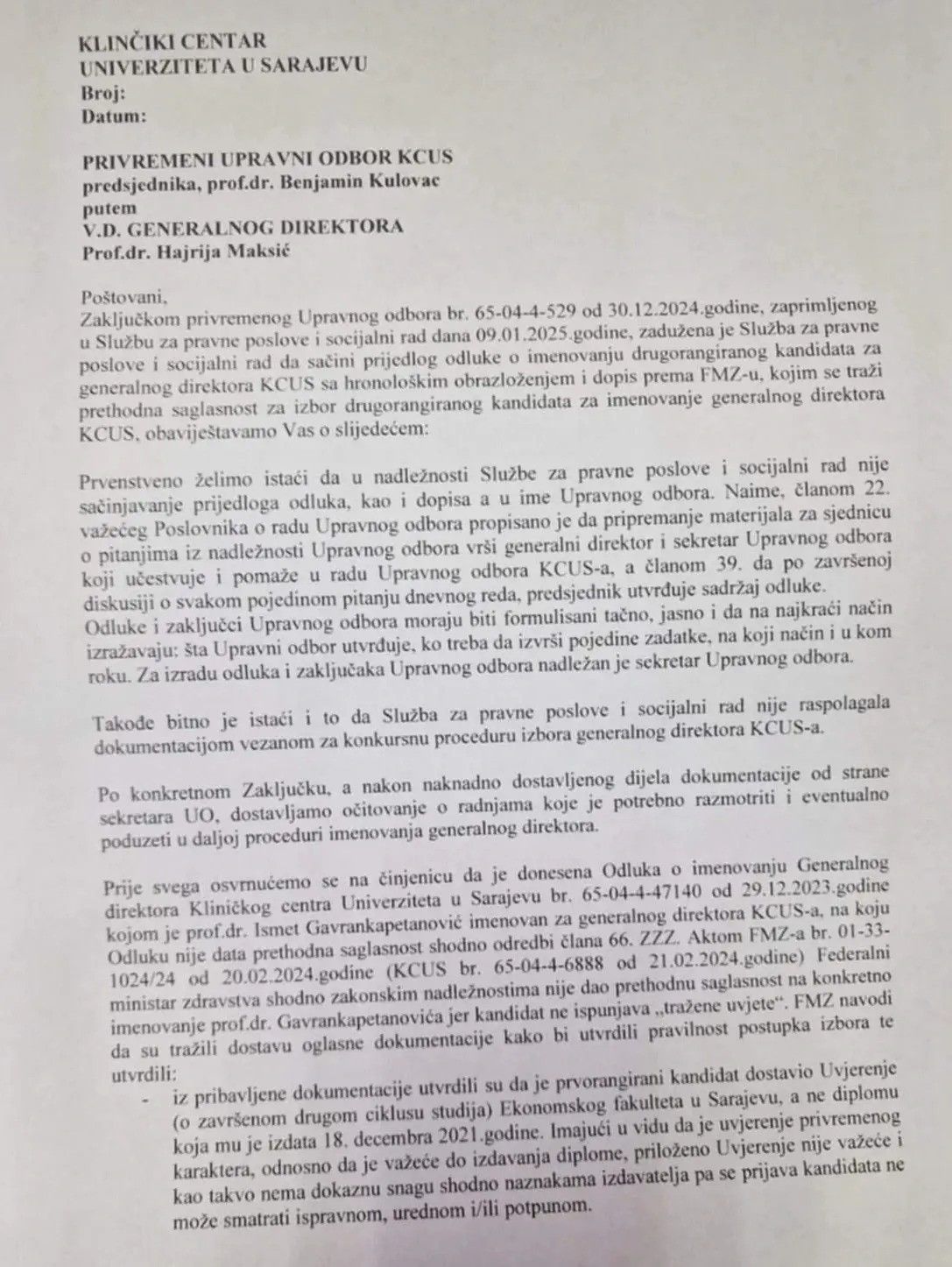 Mi ćemo istina nerado, u narednih nekoliko dana ponovo inicirati novu krivičnu prijavu zbog svjesnog rušenja zdravstvenog sistema u FBiH od Rimca i Vlade, kaže Slihbegović
