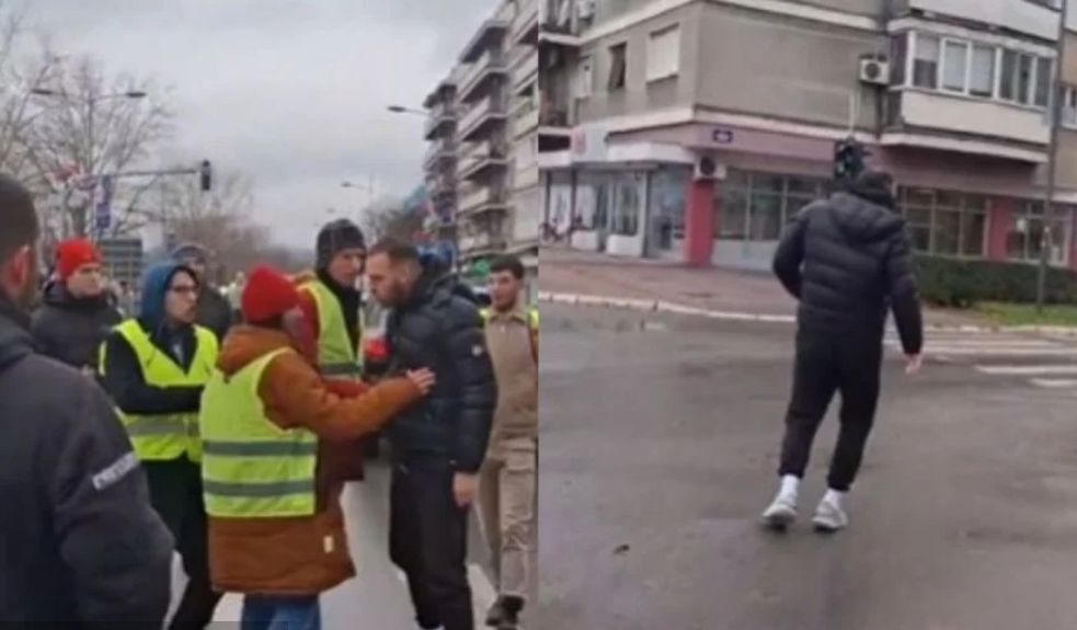 Na putu od kampusa do mosta došlo je do incidenta kada je jedan muškarac automobilom pokušao da se zaleti u kolonu studenata