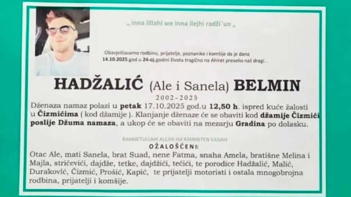 Sutra dženaza 23-godišnjem Belminu koji je život izgubio na motoru
