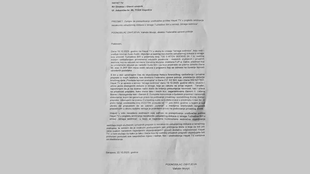 V. d. direktora FUP-a prijetio Hayatu? Ovo je naš odgovor Vahidinu Munjiću
