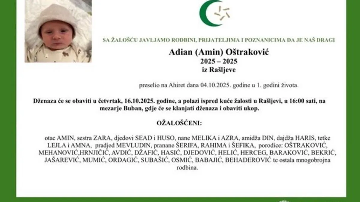 Da srce pukne od tuge: Poznat termin dženaze Hanki i njenom sinu Adianu