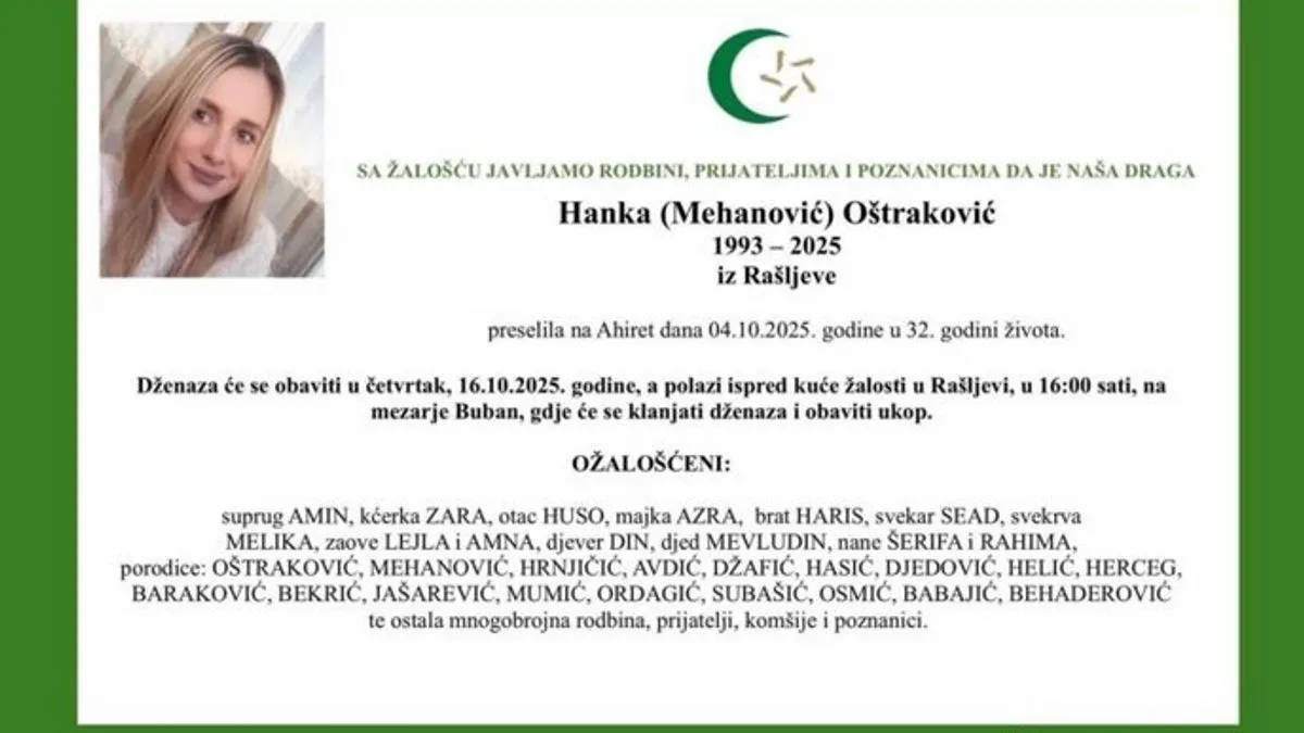 Da srce pukne od tuge: Poznat termin dženaze Hanki i njenom sinu Adianu