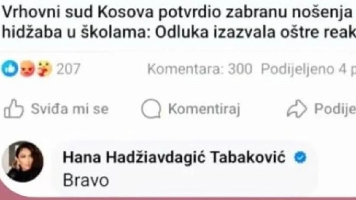 Hana podržala zabranu nošenja hidžaba u školama na Kosovu: Izazvala brojne reakcije