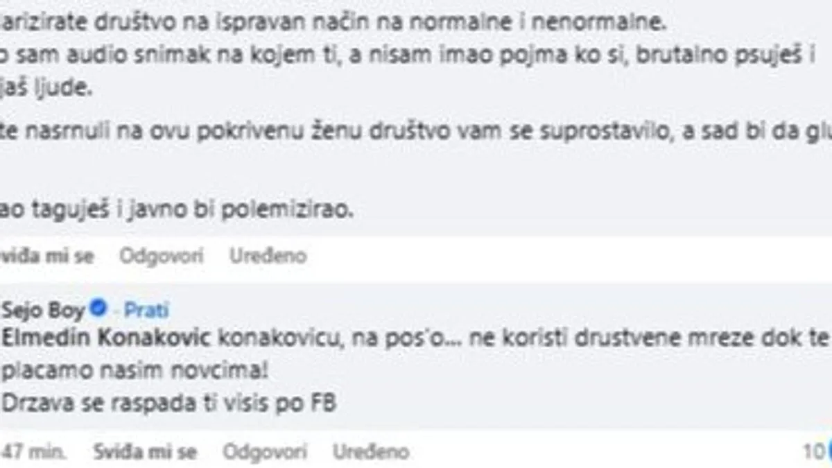 Očigledno da Konakovića problemi u BiH ne interesuju mnogo pa ima vremena komentarisati Facebook statuse drugih