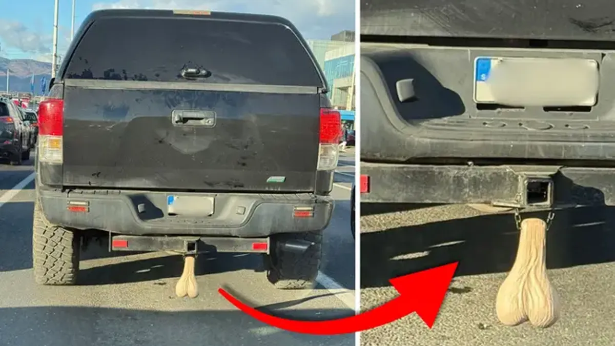 Već sam htjela trubnuti, a onda sam vidjela što mu visi ispod branika, i ostala bez riječi, ispričala je