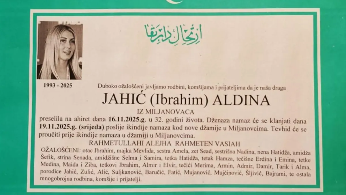 U Kalesiji danas Dan žalosti zbog dženaze Aldini Jahić